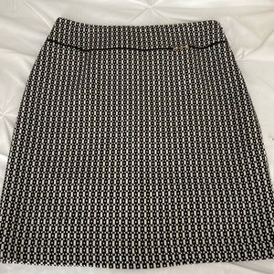 Banana Republic Wool Black/Cream-checked Pencil Skirt; Size 14
